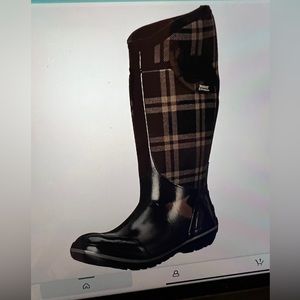 Bogs Tall Plimsoll Plaid Waterproof Rain Boots Sz 8